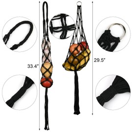 Beautyflier 2 Pieces Macrame Hanging Fruit Basket Wall Hanging Potato Onion and Fruit Boho Fruit Holder Net for Kitchen Decor (Black)