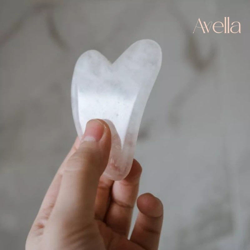 Avella Biotech Beauty Guasha Cuarzo Blanco Masaje Facial Antiedad Piedra