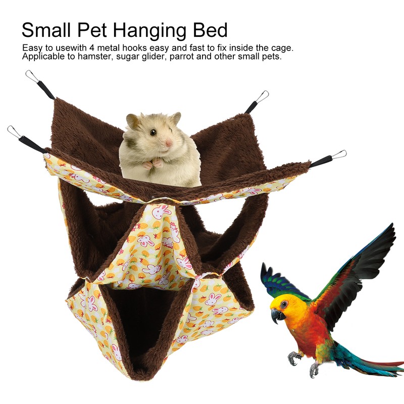 Small Pet Warm Hanging ThreeLayer Hammock Sleeping Bag Cage for