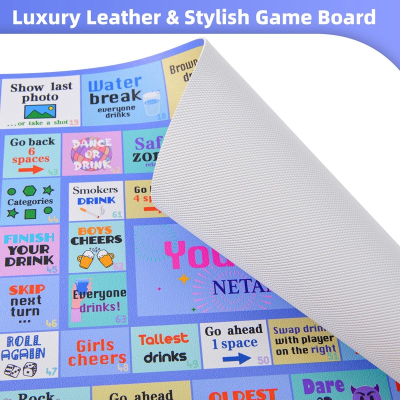 NETANICO Drinking Games,Leather Mat Drinking Board Game for Adults,Interactive Girls
