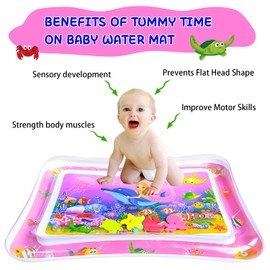 Baby Tummy time mat,Tummy time Water mat, Baby Toys 3-36 Months, Fun Early Development Activity Play Center for Newborn,Mermaid Pink,70x50cm.