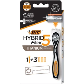 BIC Hybrid Flex 5 Titanium Men's 5 Blade Disposable Razors, For a Smooth and Comfortable Shave, Disposable Razors For Men, 3 Cartridges + 1 Handle