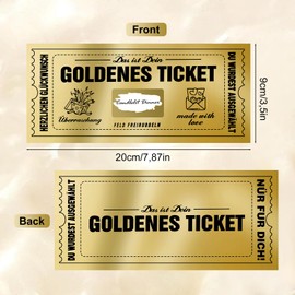 NEWJEK Pack of 2 Golden Ticket Voucher Rubbel, Golden Ticket with Envelope, Wish Voucher to Fill Yourself, Gift Idea for Girlfriend, Mum, Child