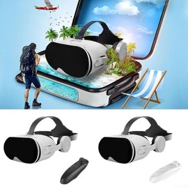 Auriculares de realidad virtual compatibles con dispositivos móviles, amplio campo de visión y audio integrado 3D VR de realidad virtual para...      