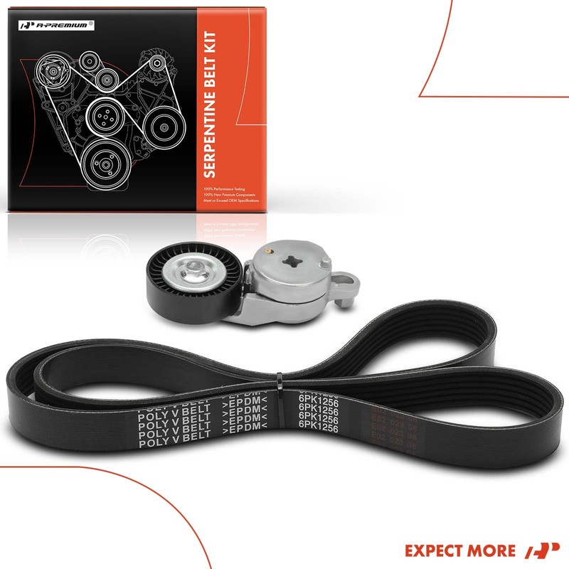 A-Premium Engine Serpentine Belt Drive Kit with Tensioner Compatible with