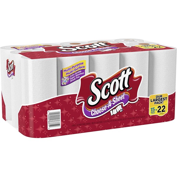 Scott Paper Towels, Choose-a-Sheet, Mega Roll, 15 Rolls (Pack of 1)