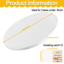 Hokimder 8 Inch Cake Drums Round 12 Pack, 1/2 Inch Thick Sturdy Cardboard Cake Boards, Food Grade White Cake Base for Wedding, Birthday, Baking, Decorating,Perfect for Professional Bakers