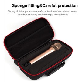 Roczential Universal Wireless Microphone Box: EVA Storage Case for Handheld Microphones, Convenient and Protective Carrying Case for Dual Microphones（Black