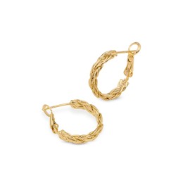 Amberta Trendy Chunky 925 Sterling Silver Post Twisted Hoop Earrings for Women | Round Statement Bold Hoop Earrings, Classy Gift Lightweight: 14K Gold Plated Herringbone 20 mm Hypoallergenic