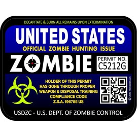 ProSticker 1202 (Two Pack) 3"x 4" Zombie Series United States Hunting License Permit Decal Sticker