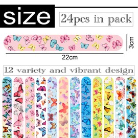 Mienocol 24 PCS Butterfly Slap Bracelets Wristband Slap Bands,Butterfly Party Snap Band Bracelets for Kids Girls Butterfly Theme Party Bag Filler,Birthday Party Favors Classroom Prizes Xmas Gifts
