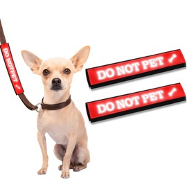 Tallew 2 Pcs Reflective Dog Leash Sleeve Do Not Pet Hanging ID Patch Tag