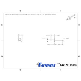 Large Flange Pop Rivets 5/32" x 1/4" All Steel Large Dome Head Blind 5-4 Gap .188" - .250" Quantity 50 by Fastenere