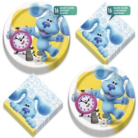 Blues Clues Party Supplies - Blue's Clues Theme Birthday Party Round Paper Dessert Plates and Lunch Napkins (16 Plates and Napkins)