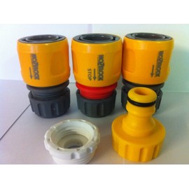 5 PIECE HOZELOCK FITTINGS FOR HOSEPIPE. HOSE PIPE. NEW. TAP ADAPTER. RUBBER RING