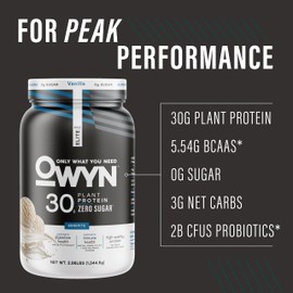 OWYN Only What You Need OWYN Only What You Need Pro Elite Vegan 30g Plant-Based High Protein Powder, Zero Sugar (Vanilla, 2.9 lbs)