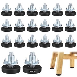 Niveladores de Muebles, 20 Piezas Niveladores de Muebles con Tuerca en T, Niveladores de Muebles Ajustables M6, Pies Niveladores Atornillados para Mue