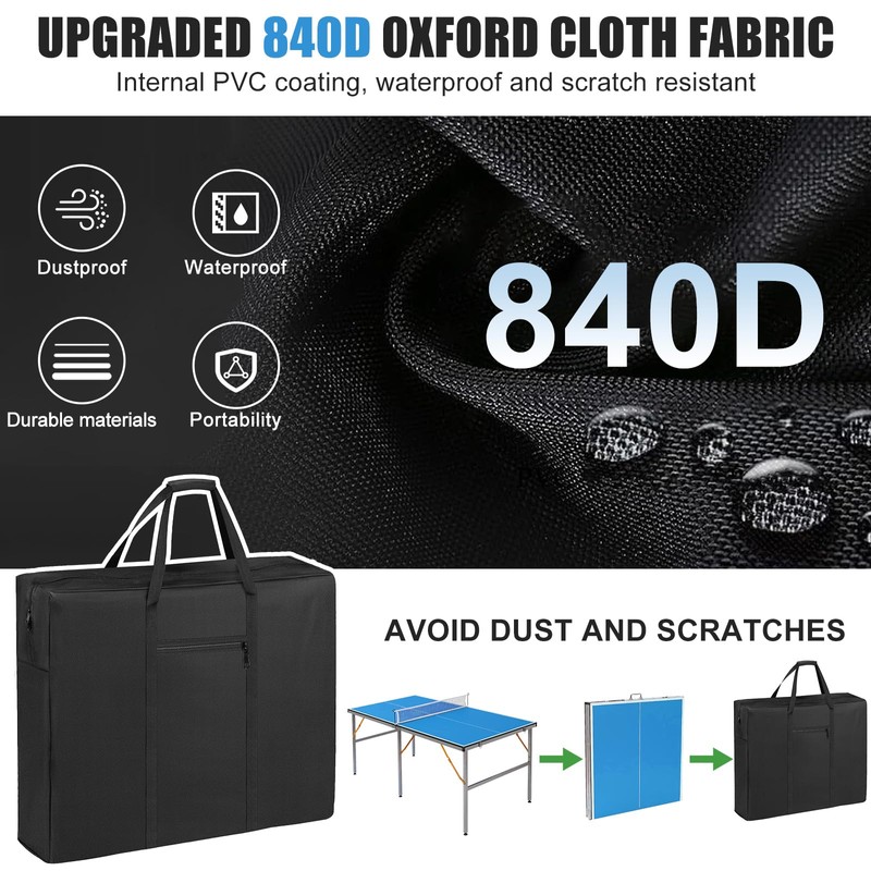 Heavy Duty Folding Ping Pong Table Storage Bag,[Thick Fabric+Front Pocket]