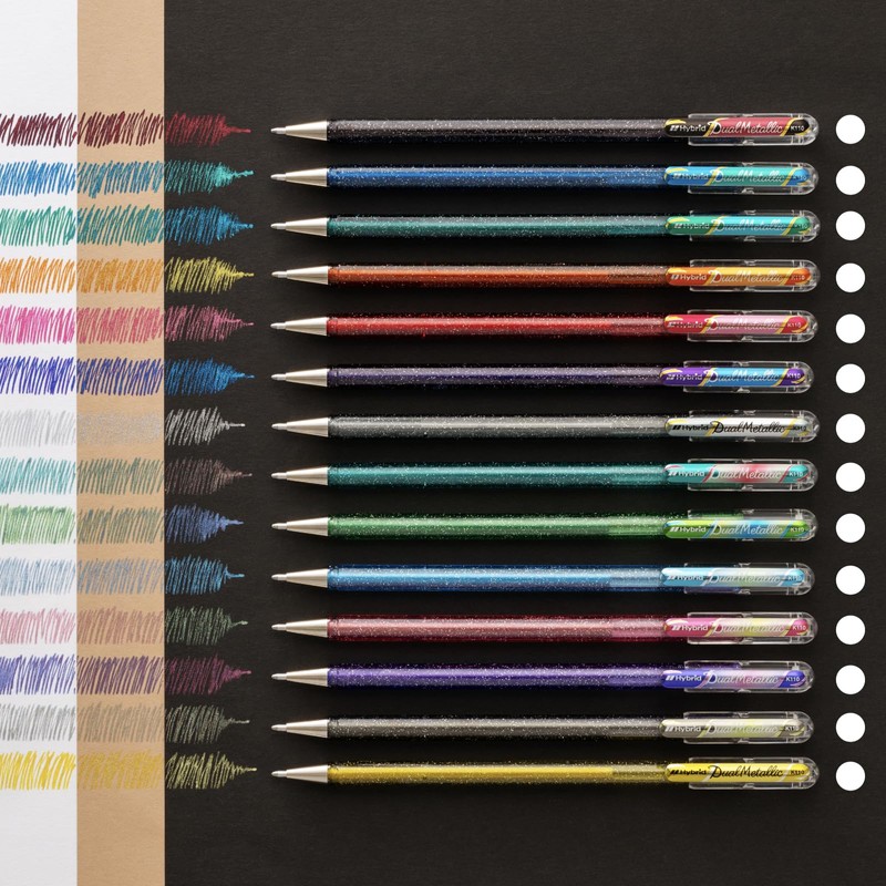 Pentel Ball Pen Dual Metallic Original + Fantasy Set 14