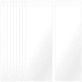 SOFPLATE 10Pcs 6.7 x 2.3In Clear Bookmark Sleeves Bulk Book Markers Sleeves Blank Plastic Packaging Tag Bags Photo Booth Frames Holder Cover with Hole for Protecting Label Wedding Party Favor Decor