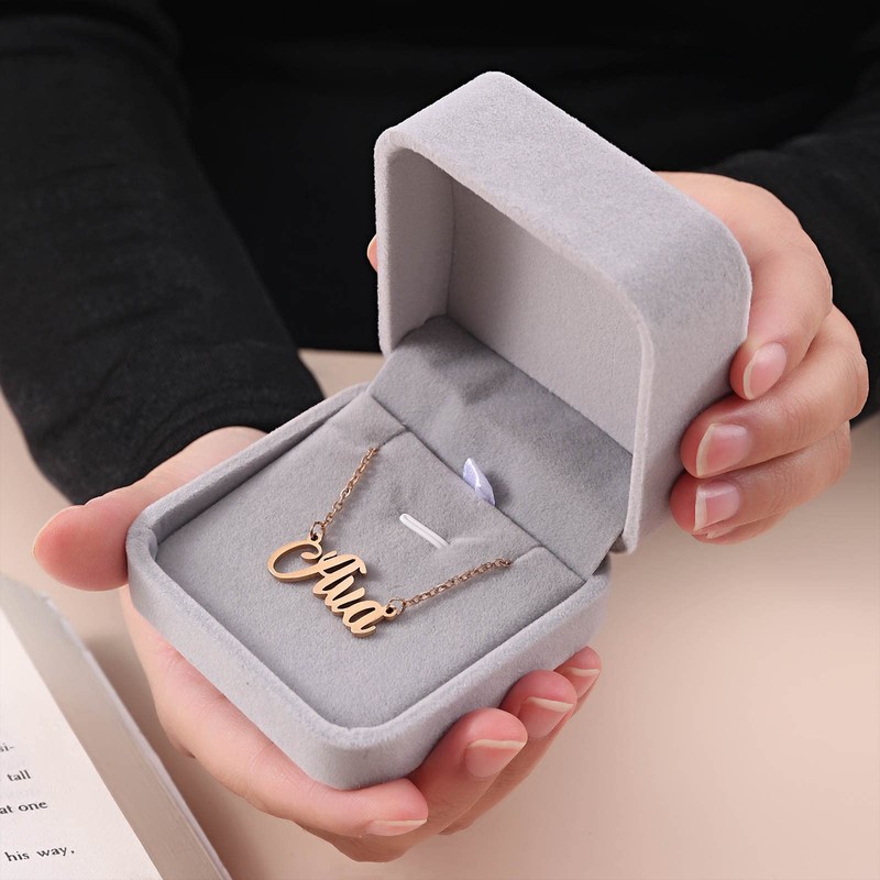 RJ Displays-1 Piece Premium Grey Velvet Pendant Earring Necklace Storage