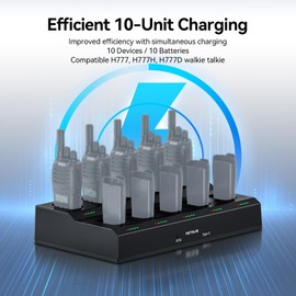 Retevis H-777 10-Way Walkie Talkie Charger, Ten Way Multi Unit Charger, for Retevis H-777 H-777H, H777D Walkie Talkie, 5 LED Indicators, AC/DC Adapter, Replaceable Base(1 Pack)