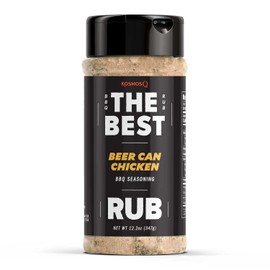 Kosmos Q The Best Beer Can Chicken Rub, BBQ Meat Dry Rub and Seasoning with Garlic, Onion, Bell Pepper, Lemon Peel & Spices. Perfect for Baked Chicken, Dumplings, Enchiladas. 12.2 Oz Shaker Bottle