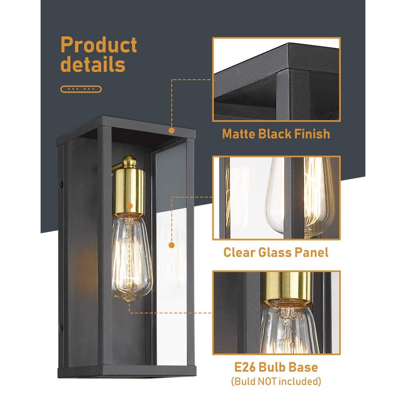 AKEZON 1-Light Outdoor Wall Sconce, Exterior Porch Light Wall Mount