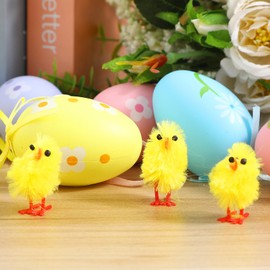 LIOOBO Mini Yellow Chicks: 60Pcs Easter Chicken Figurines, Farm Small Chicks Statues, Easter Party Favors DIY Easter Decorations