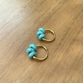 Frauen-Ohrringe Edelstahl mit Natürlichen Steinen - Halbedelstein Schutz Charme - Perfekt für das Verschenken (Türkis)