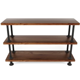 MUZIK 3-Tier Industrial Pipe Table Leg Set, Iron Base Legs Rustic Iron Pipe Shelves for Shoe Rack, Kitchen Rack, Storage Organiser, Bookcase, Wood Planks NOT Included