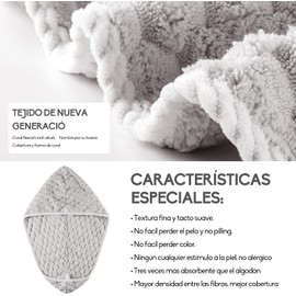 Toalla de Microfibra para el Cabello，Secado de Pelo Rápido; Gorro Absorbente de Agua para Mujeres; Turbante Suave de Baño con Botones. (Gris)