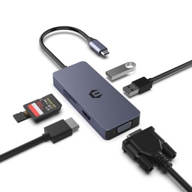 USB C Hub, TOTU 6-in-1 Hub Simplify Your USB-C Laptop Workspace - Add Dual Monitor Support, SD/TF Card Reader, and 2 USB A, USB C via a Single Cable, Wonder for USB C Devices