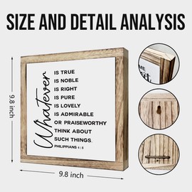 Scripture Sign, Philippians 4:8 Sign, Wooden Plaques Box Signs, Inspirational Bible Verse Decor, Scripture Home Decor, Living Room Decor, Family Room Decor, Scripture Decor Art, Christian Gift