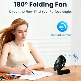Portable Handheld Fan, 3 Speeds Mini 180° Foldable Hand Held Personal Fan USB Rechargeable, Battery Powered Fans for Travel, Office Desk Accessories, Cruise, Concerts, Makeup, 2026 Summer Gifts