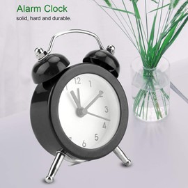 Mini reloj despertador portátil, reloj de viaje de 3 pulgadas que no hace tictac, reloj despertador analógico para mesita de noche, funciona con pilas, reloj de campana doble para niños, estudiantes,