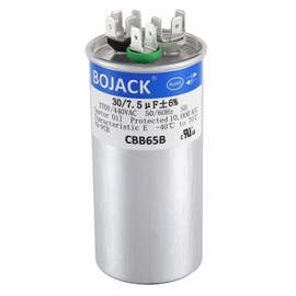 BOJACK 30+7.5 uF ±6% 30/7.5 MFD 370/440 VAC CBB65B Dual Run Start Round Capacitor for Condenser Straight Cool or Heat Pump Air Conditioner or AC Motor and Fan Starting