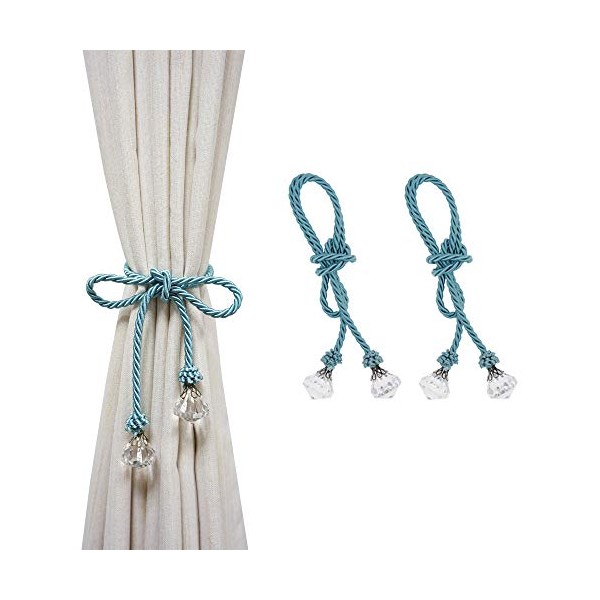 HIASTRA Curtain Tiebacks Rope, 2pcs Blue Curtain Tie Back, Decorative