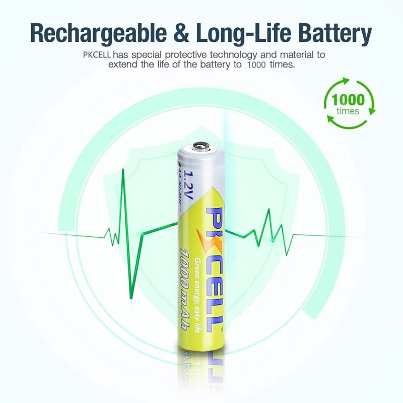 PKCELL 2PCS AAA Rechargeable Batteries 1000mAh 1.2V Battery For Garden