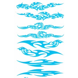 1 Sheet 270 mm x 180 mm – Flames Fire Blue Sticker Motorsport Motocross Car Scooter Tuning Sticker Weatherproof Model Making