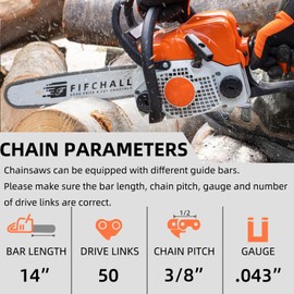 5 Pack 14 Inch Chainsaw Chain .043" Gauge 3/8" LP Pitch 50 Drive Links, 14” Replacement Chains Fit Stihl MS170, MS180C, MS193T, MS194T - 61PMM3 50 R50 and More
