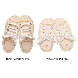 Huamengyuan Baby Threading Lacing Toy Wooden Lacing Shoe Laces Tying Learning Children Practice Laces Tie Learning Lessons Board Early Shoelaces Teaching Aid Lacing Shoes Learning Tool