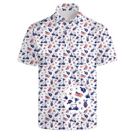 PZTZH American Flag Men's Golf Polo Shirts Short Sleeve Performance Moisture Wicking Patriotic 4th of July Shirts for Men