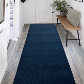 RugStylesOnline Tough Collection Custom Size Roll Runner Blue 27 in or 36 in Wide x Your Length Choice Slip Resistant Rubber Back Area Rugs and Runners (Blue, 36 in x 11 ft)