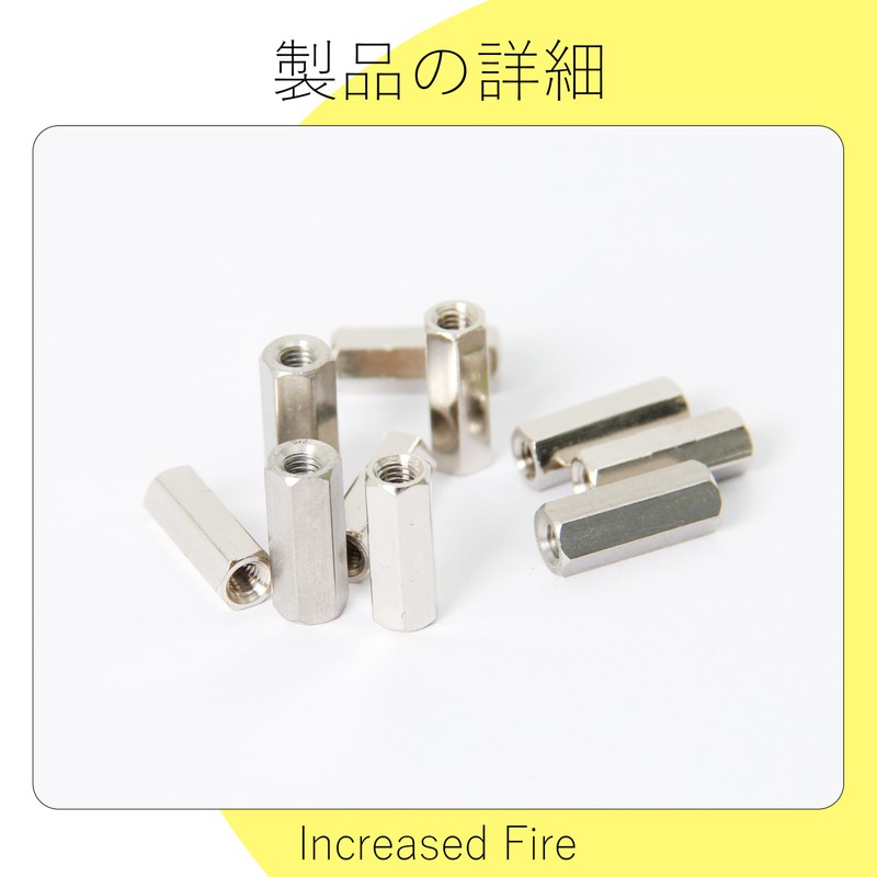 Increased Fire Stainless Steel Hex Nuts M3 13mm Length 10pcs