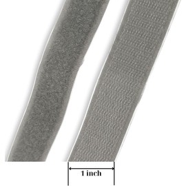 1 Inch Wide Light Gray Hook & Loop Adhesive Tape - 1 Yd Length Self Sticky Heavy Duty Tan Fastener Tape for Window Fixing, Mosquito Net, Carpets & DIY Projects