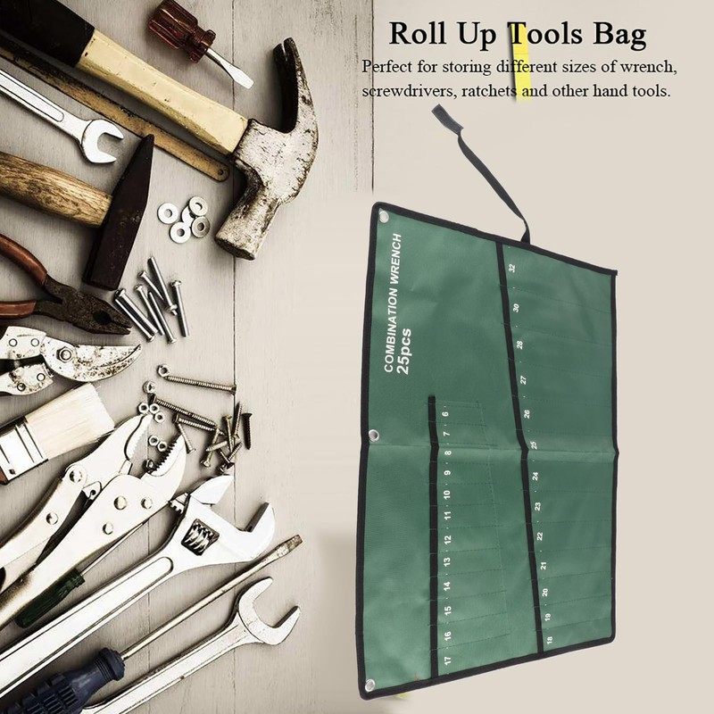 Canvas Wrench Set Bag, Wrench Tool Roll Up Pouch, Multi