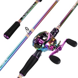 Sougayilang Fishing Rod and Reel Combo, Medium Fishing Pole with Baitcasting Reel Combo, 2-Piece Fishing Combo-6' and Right Handed Reel