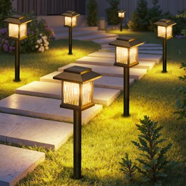 KOOPER 10 Pack Solar Pathway Lights Outdoor, Upgraded Retro Solar Landscape Path Yard Lights Outdoor Waterproof, Bright Walkway Llights UP to 10 Hours of Lighting Decorative for Driveway Lawn Patio