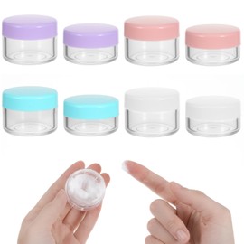Oruola 8 Pcs Small Travel Pots,Empty Plastic Cosmetic Jars,Small Containers with Lids for Creams,Travel Cosmetic Containers,10 ML & 15 ML Cosmetics Sample Pots for Creams Lotions,Muticolors